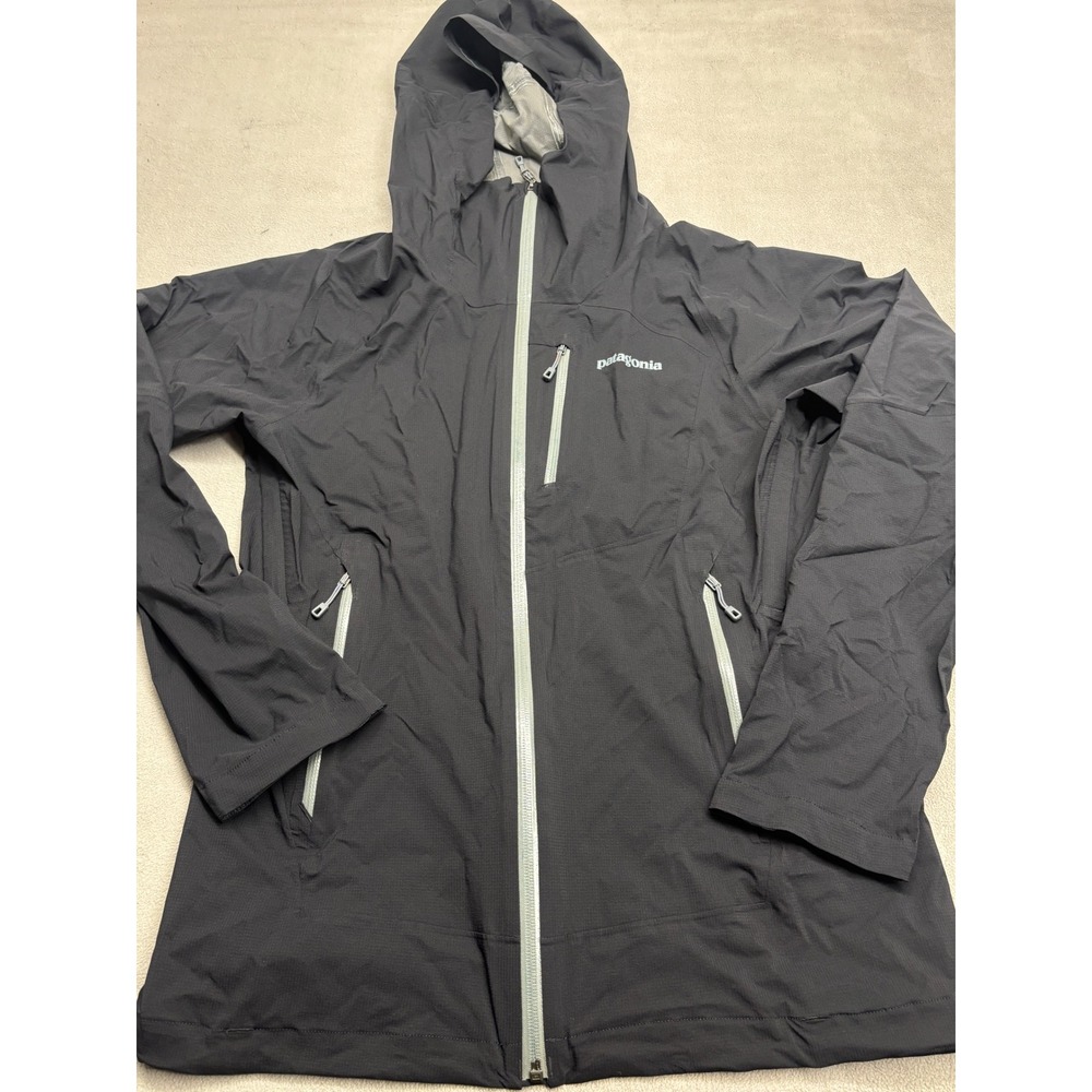 Patagonia Mens Small Rainshadow Jacket Black Waterproof Hooded Shell 84800 H2No